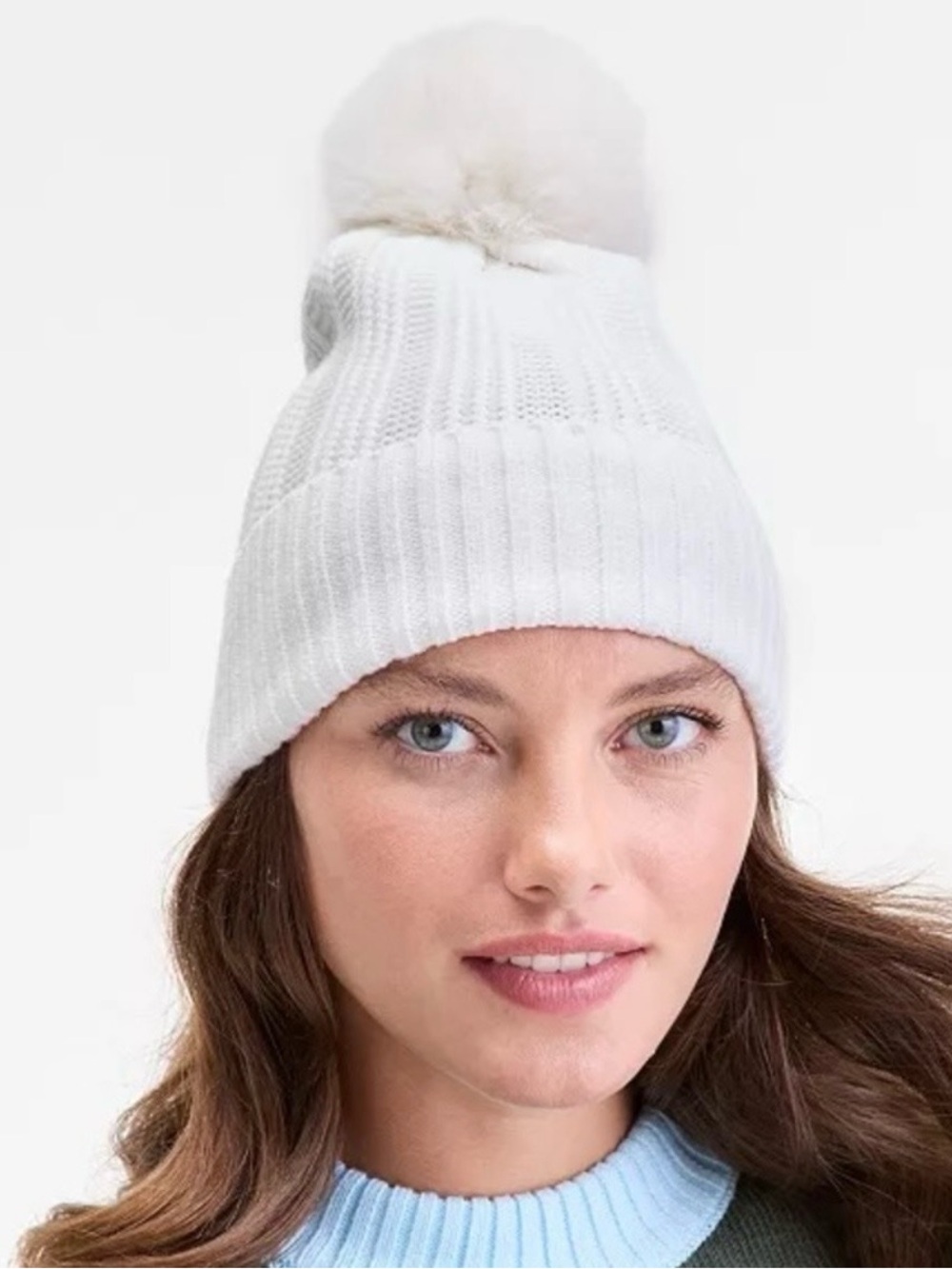 On 34th Boxed Rib-Knit Beanie White